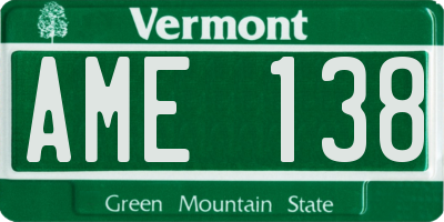 VT license plate AME138