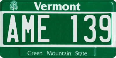 VT license plate AME139