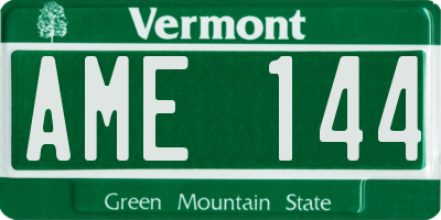 VT license plate AME144