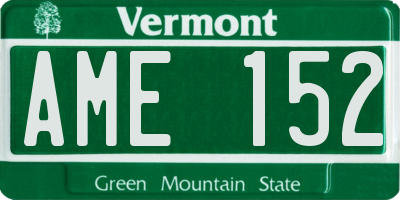 VT license plate AME152