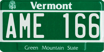 VT license plate AME166