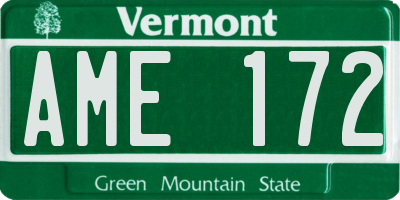 VT license plate AME172