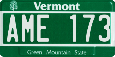 VT license plate AME173