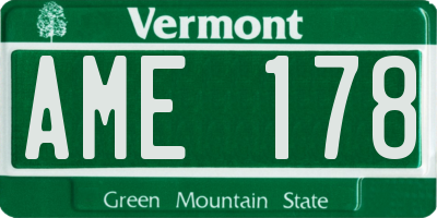 VT license plate AME178