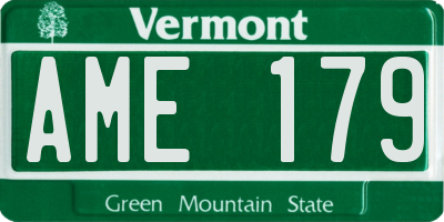 VT license plate AME179