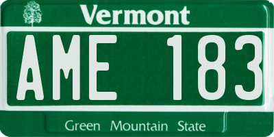 VT license plate AME183