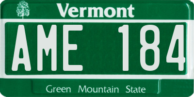 VT license plate AME184