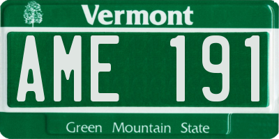 VT license plate AME191