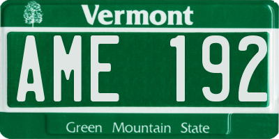 VT license plate AME192
