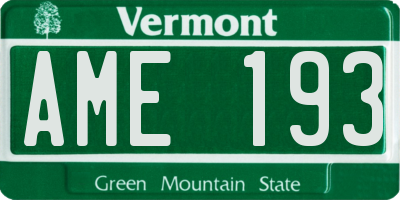 VT license plate AME193