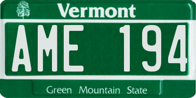 VT license plate AME194