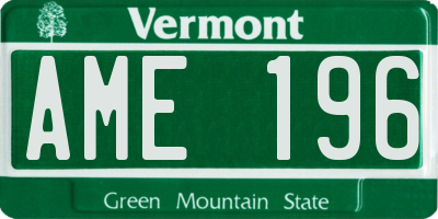 VT license plate AME196
