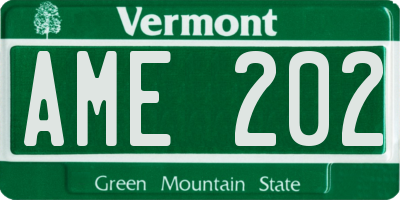 VT license plate AME202
