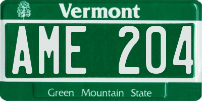 VT license plate AME204