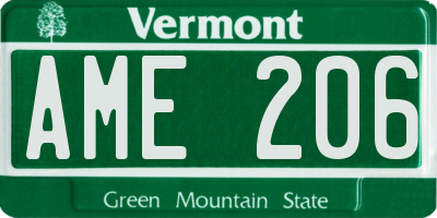 VT license plate AME206