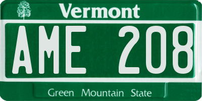 VT license plate AME208