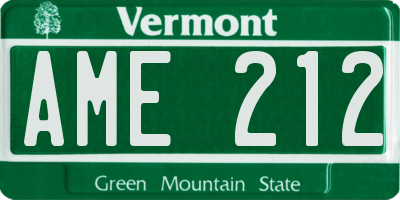 VT license plate AME212