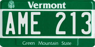 VT license plate AME213