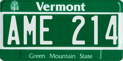 VT license plate AME214
