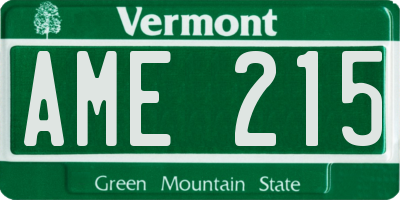 VT license plate AME215
