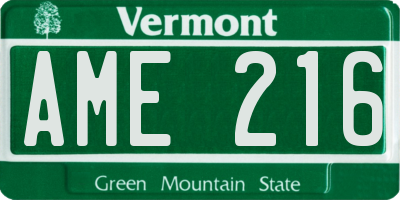 VT license plate AME216
