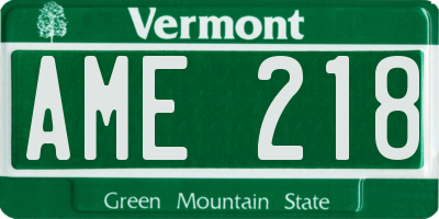 VT license plate AME218
