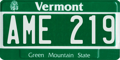 VT license plate AME219