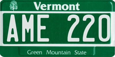 VT license plate AME220