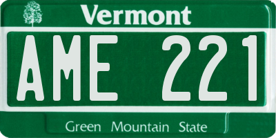 VT license plate AME221