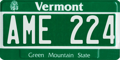 VT license plate AME224