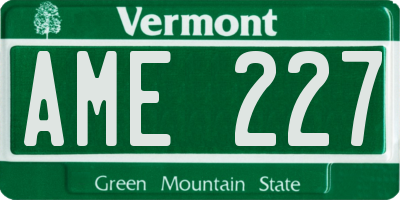 VT license plate AME227