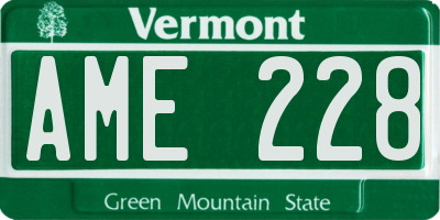 VT license plate AME228