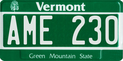 VT license plate AME230