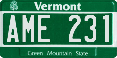VT license plate AME231