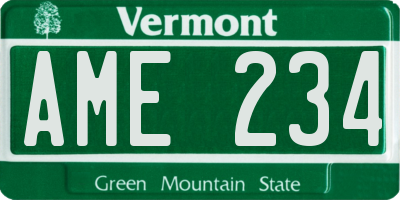 VT license plate AME234
