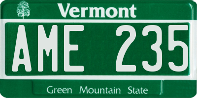 VT license plate AME235