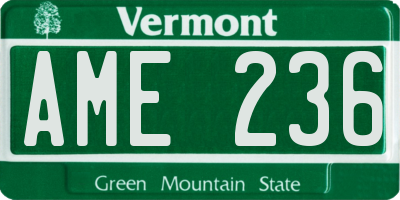 VT license plate AME236