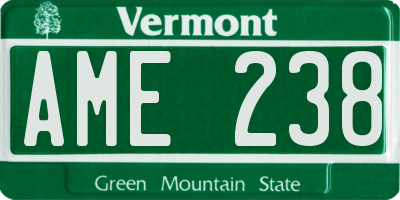 VT license plate AME238