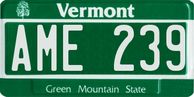 VT license plate AME239