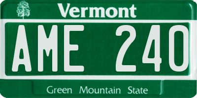 VT license plate AME240