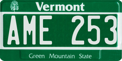 VT license plate AME253