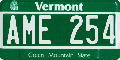 VT license plate AME254