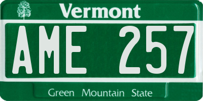 VT license plate AME257