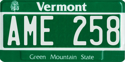 VT license plate AME258