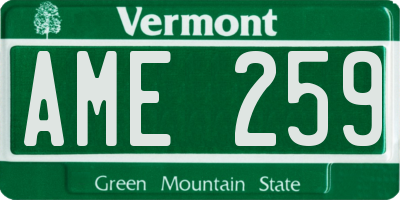 VT license plate AME259