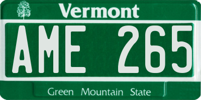 VT license plate AME265