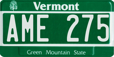 VT license plate AME275