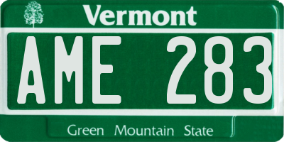 VT license plate AME283