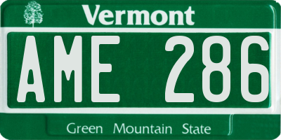 VT license plate AME286