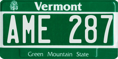 VT license plate AME287